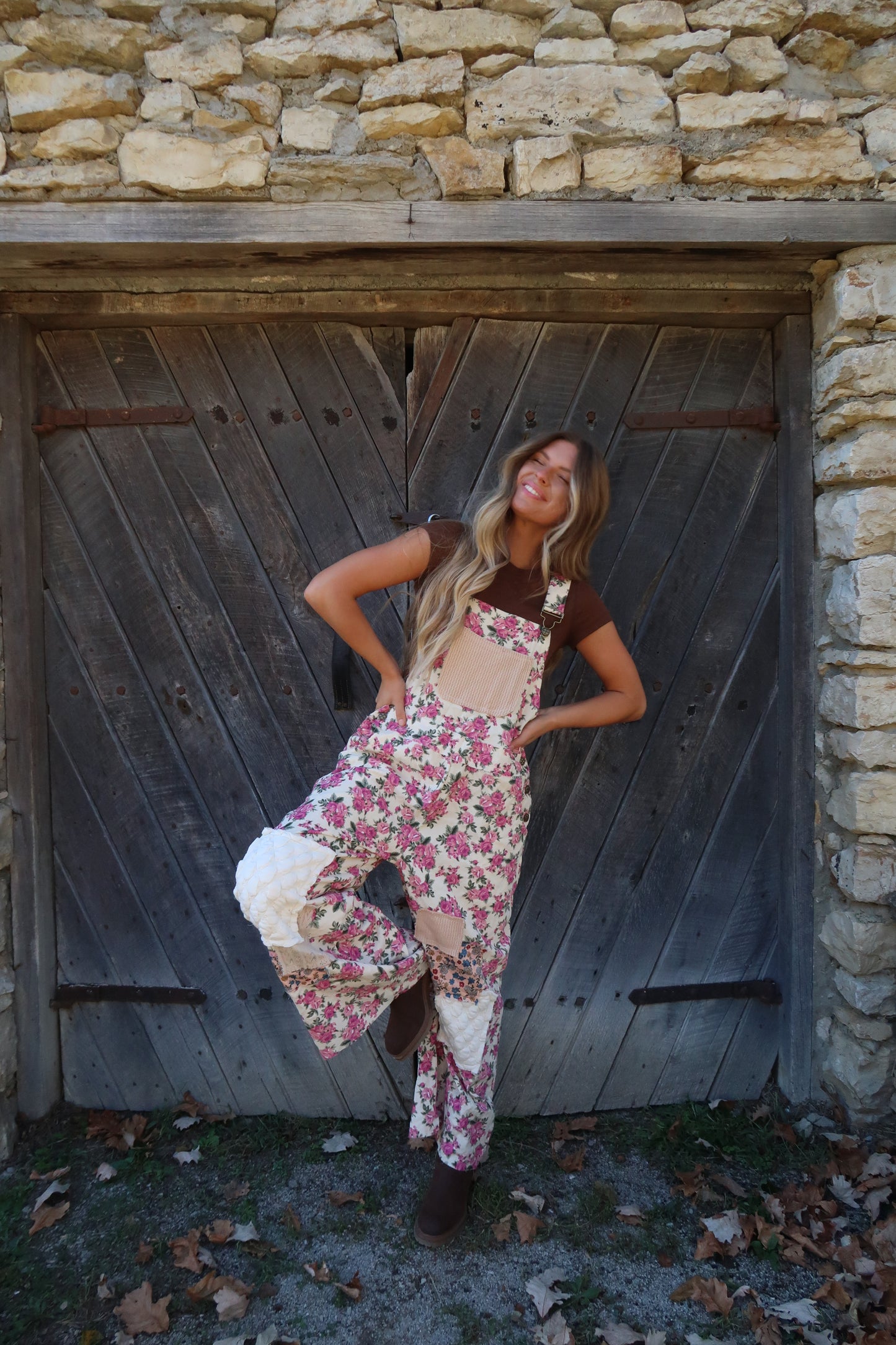 Jackie Floral Corduroy Overalls