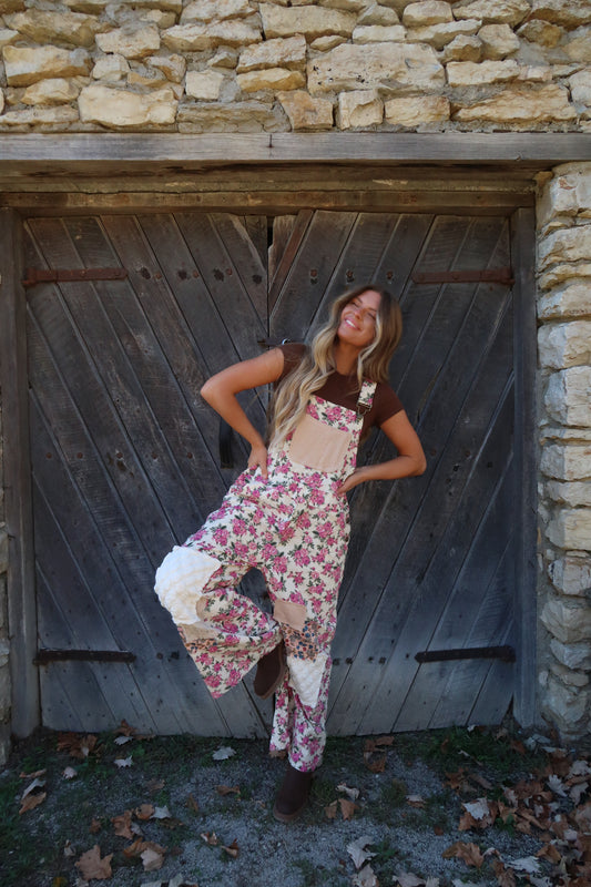 Jackie Floral Corduroy Overalls