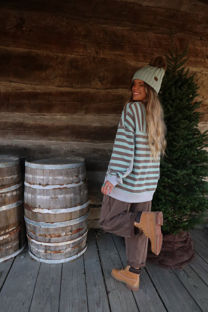 Mint to Be Henley Boxy Crewneck