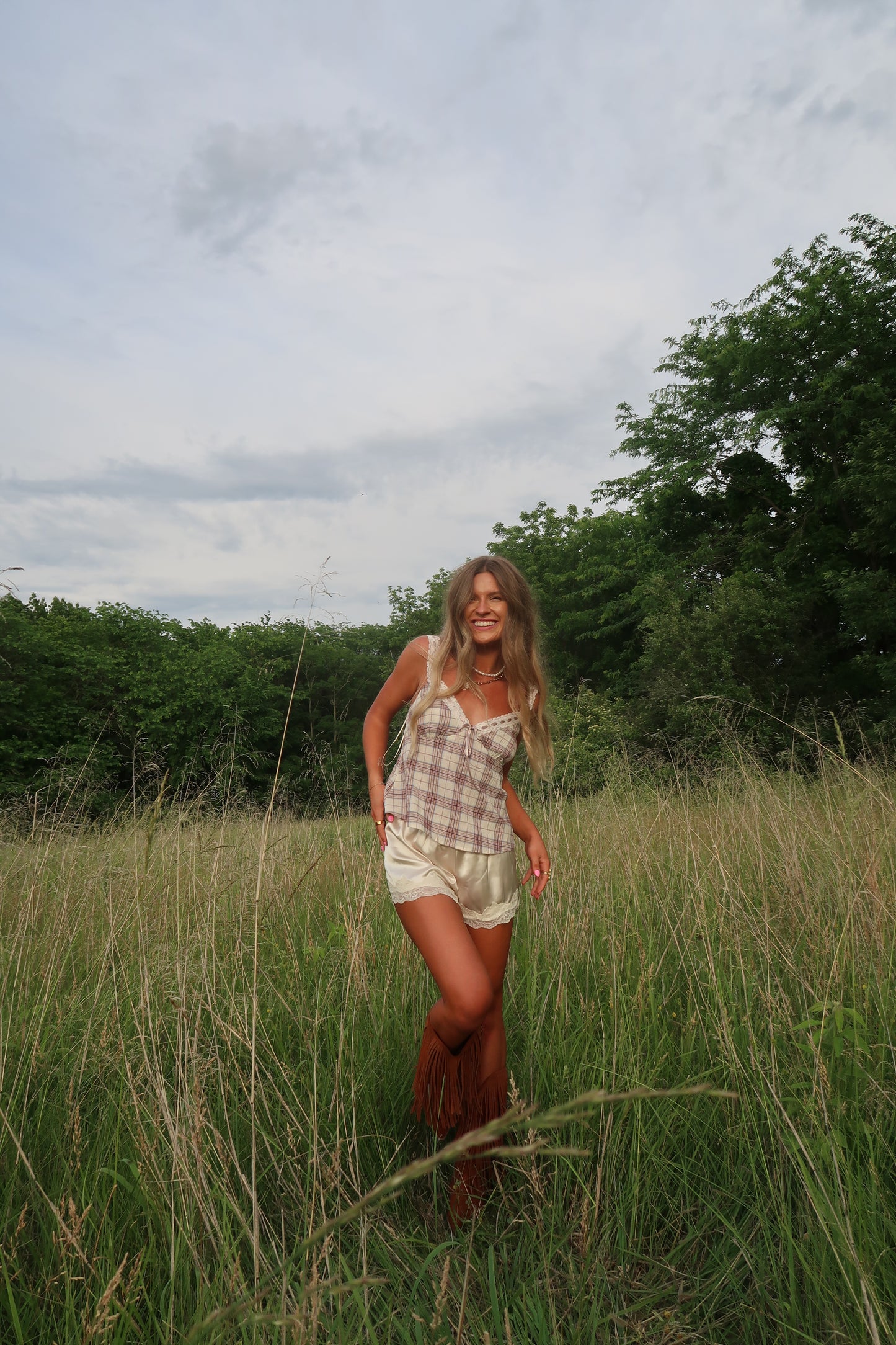 Prairie Glow Satin Lace Short