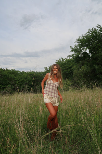Prairie Glow Satin Lace Short