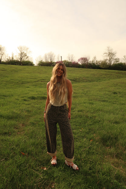 Wild in Love leopard Barrel Jeans
