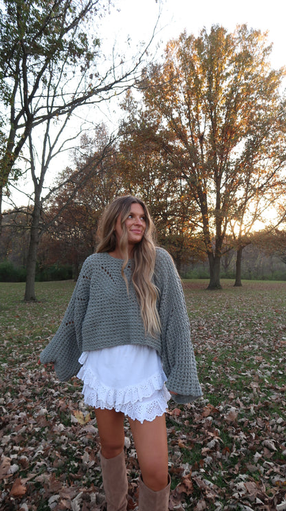 All the Sage Knit Crop Sweater