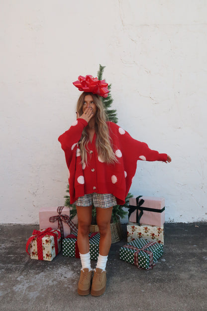 Red Dot Oversized Cardi