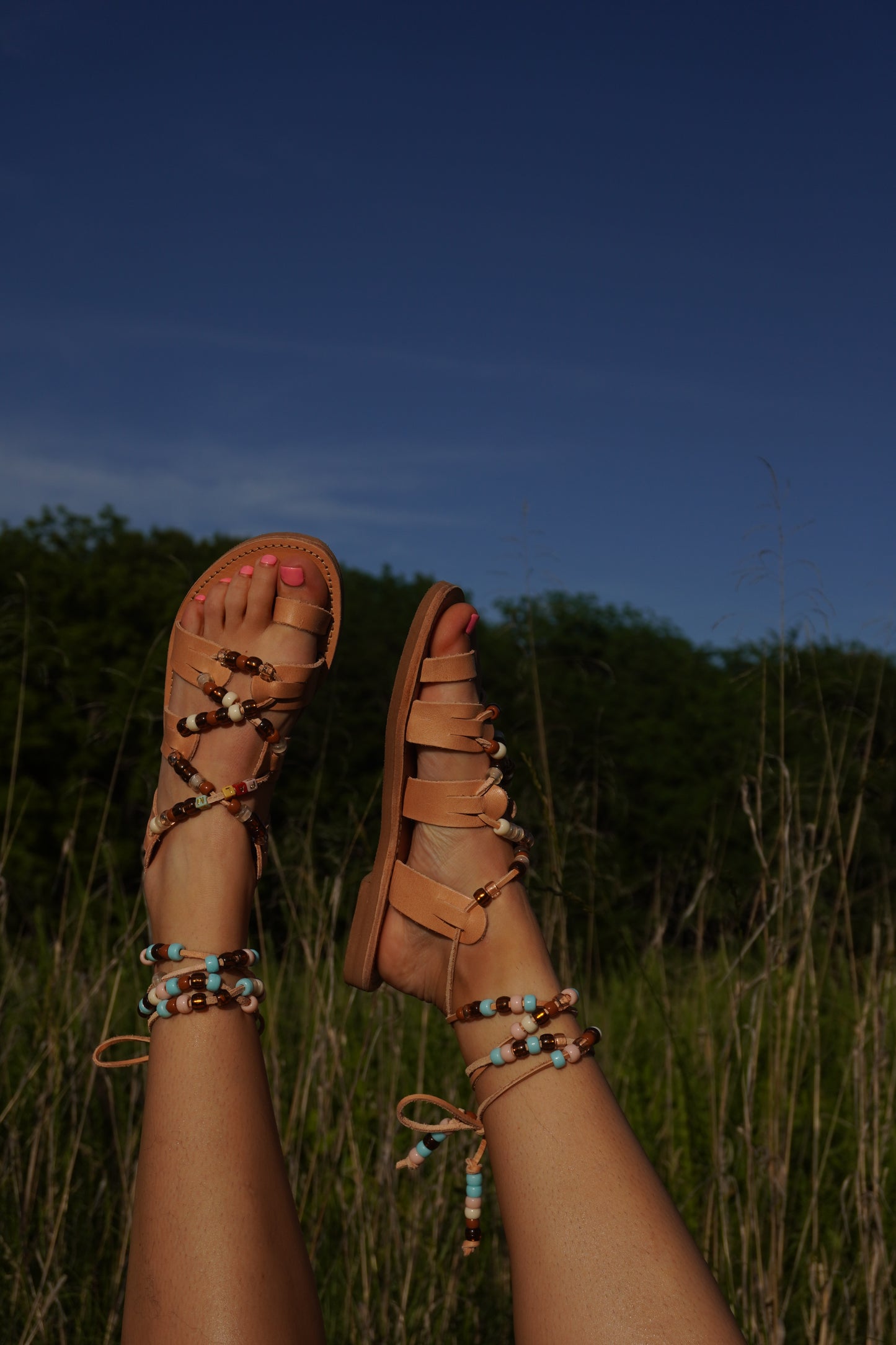 Tide Beaded Lace Up Sandal