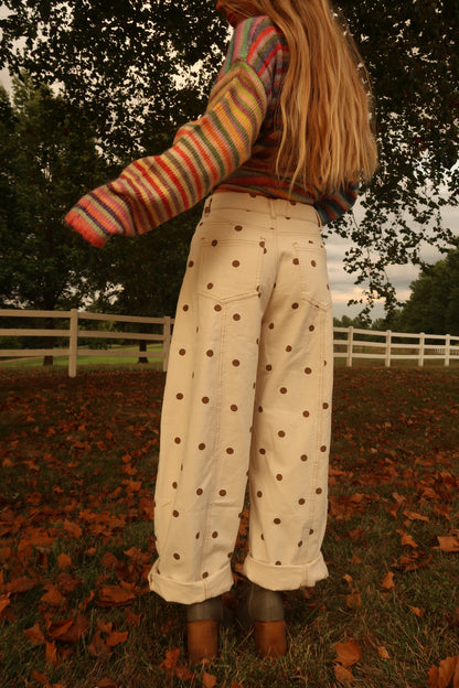 Latte Dot Barrel Jeans