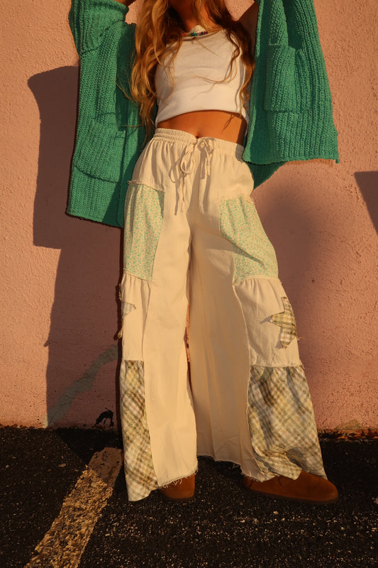 Oatmilk Plaid Wide Leg Pants