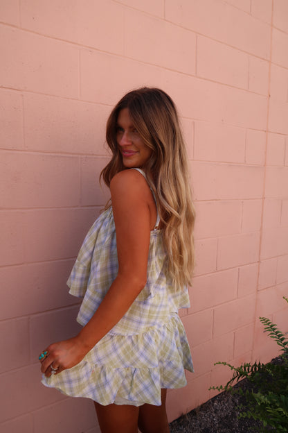 Honeydew Plaid Set