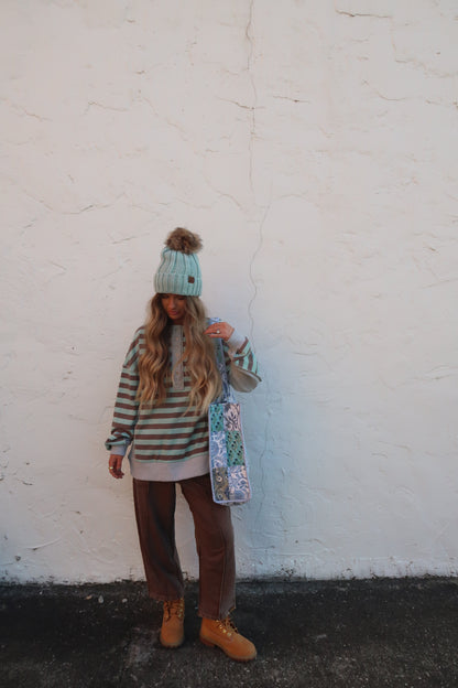 Mint to Be Henley Boxy Crewneck