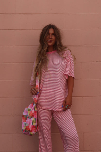 Pink Horizon Stripe Tee