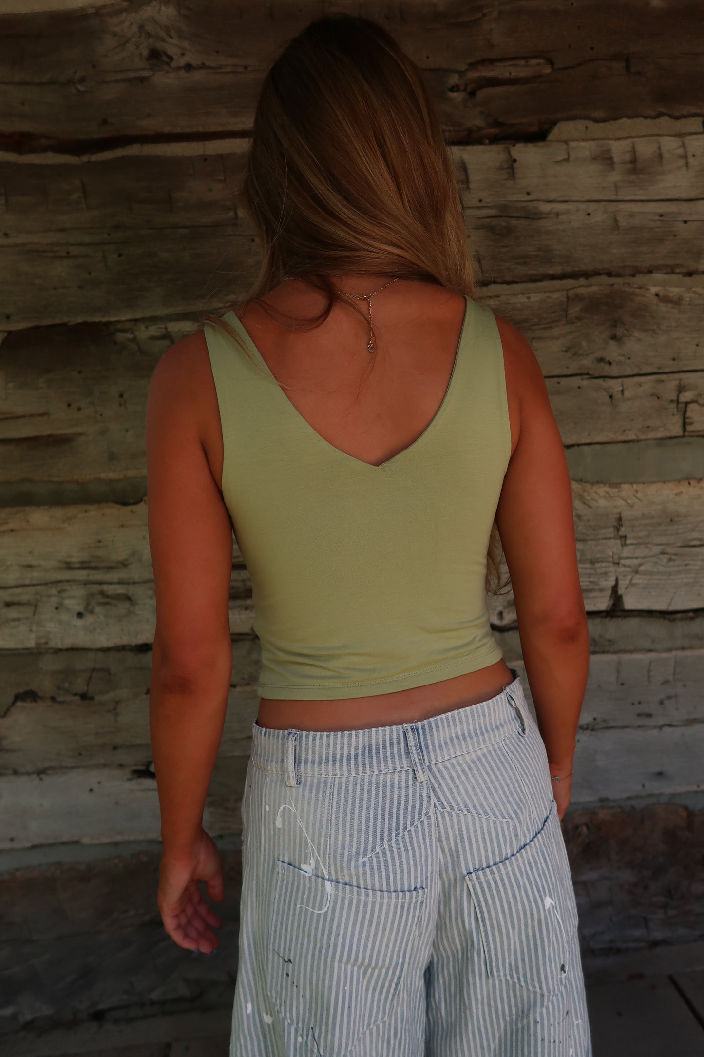 Pea V-Neck Crop Back To Basics Tank