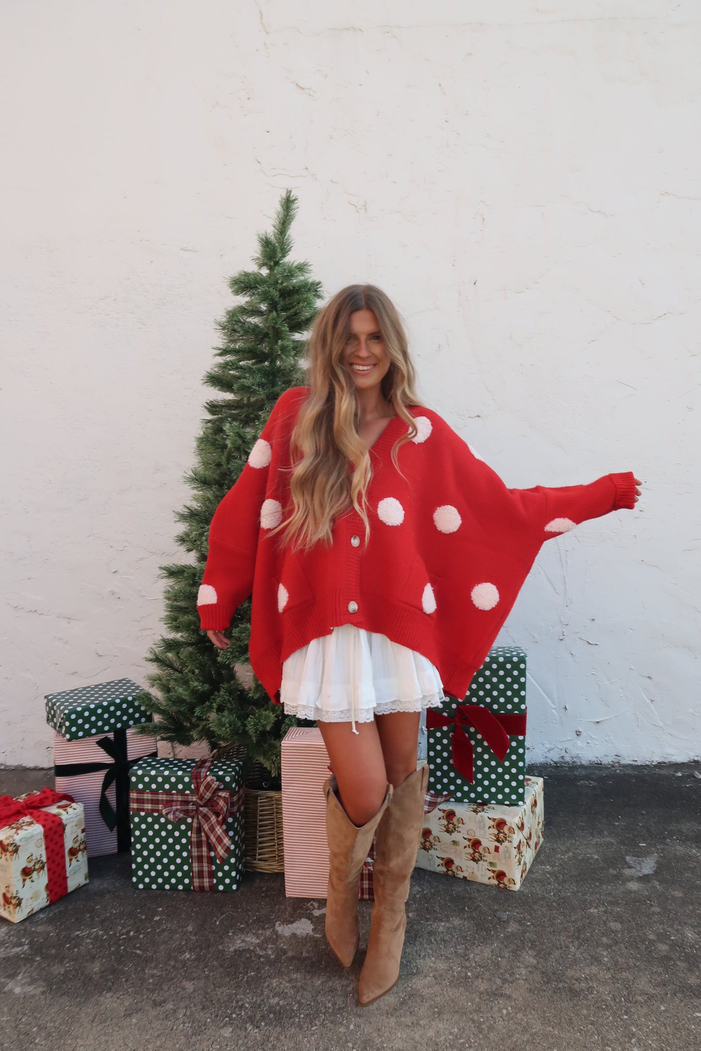 Red Dot Oversized Cardi