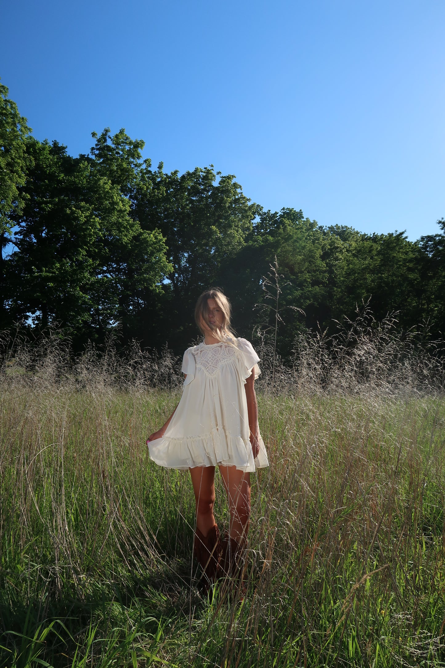 Ivory Bloom Ruffle Sleeve Top