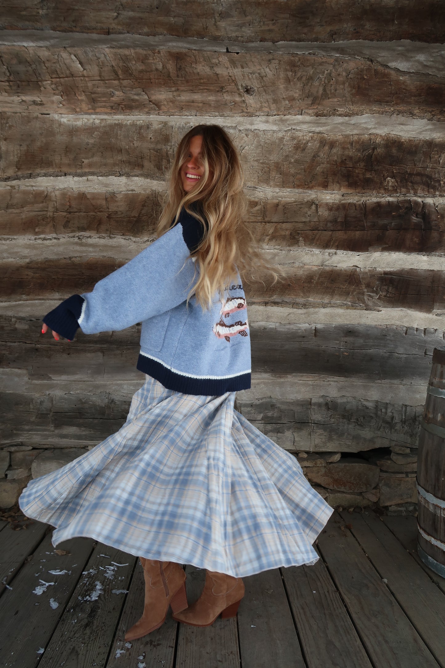 Mist Plaid Maxi Skirt