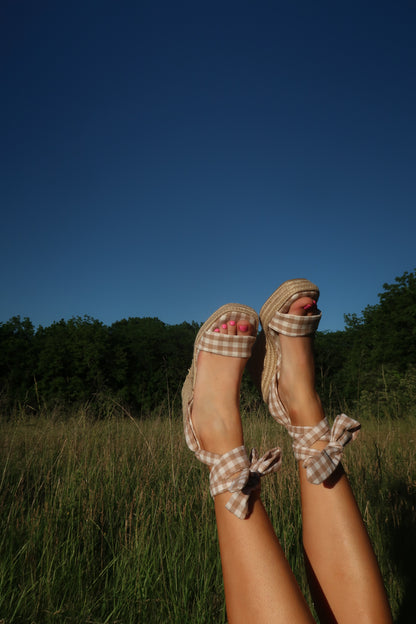 Latte Gingham Wedge