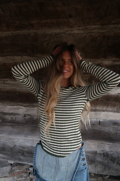Pine Stripe Sweater Long Slv