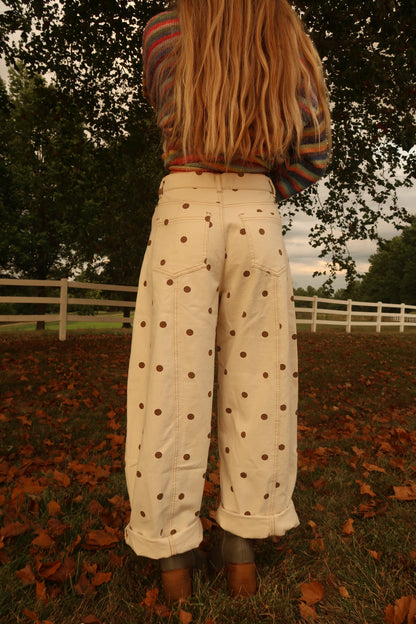 Latte Dot Barrel Jeans