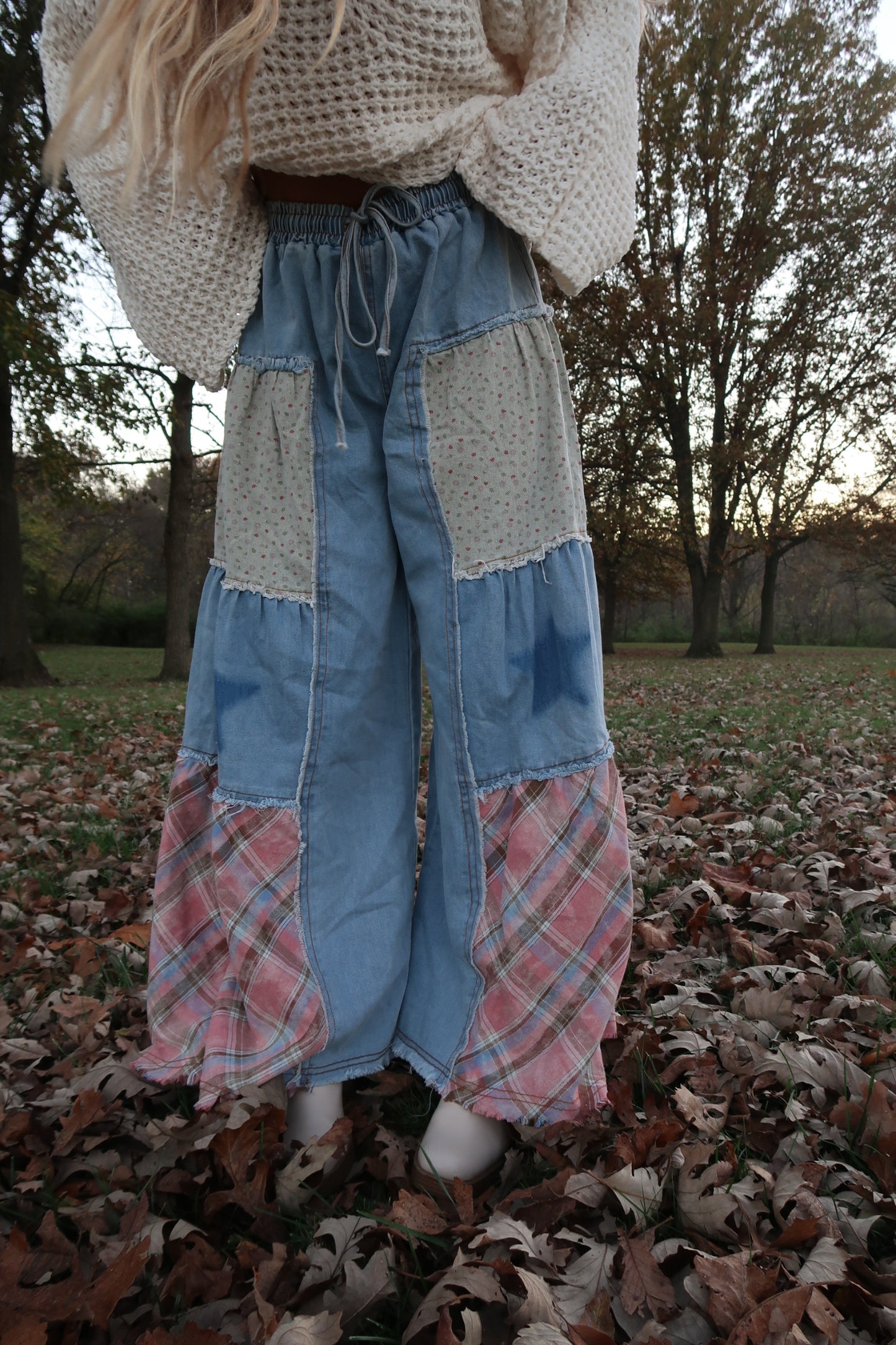 Pecan Plaid Wide Leg Pants