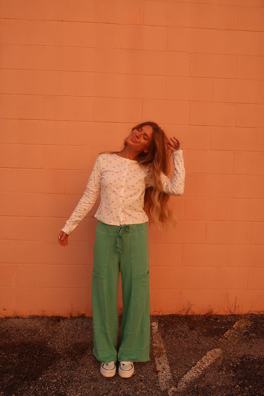 Evergreen Wide Leg Cargo Pant