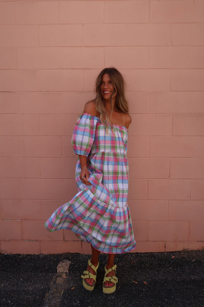 Wonderland Plaid Midi Dress