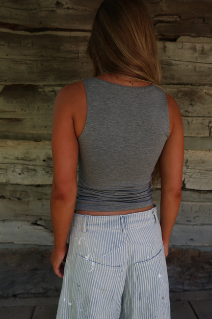 Charcoal Boat Neck Back To Basics Tank