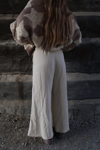 Heavy Cream Wide Leg Crop Pant