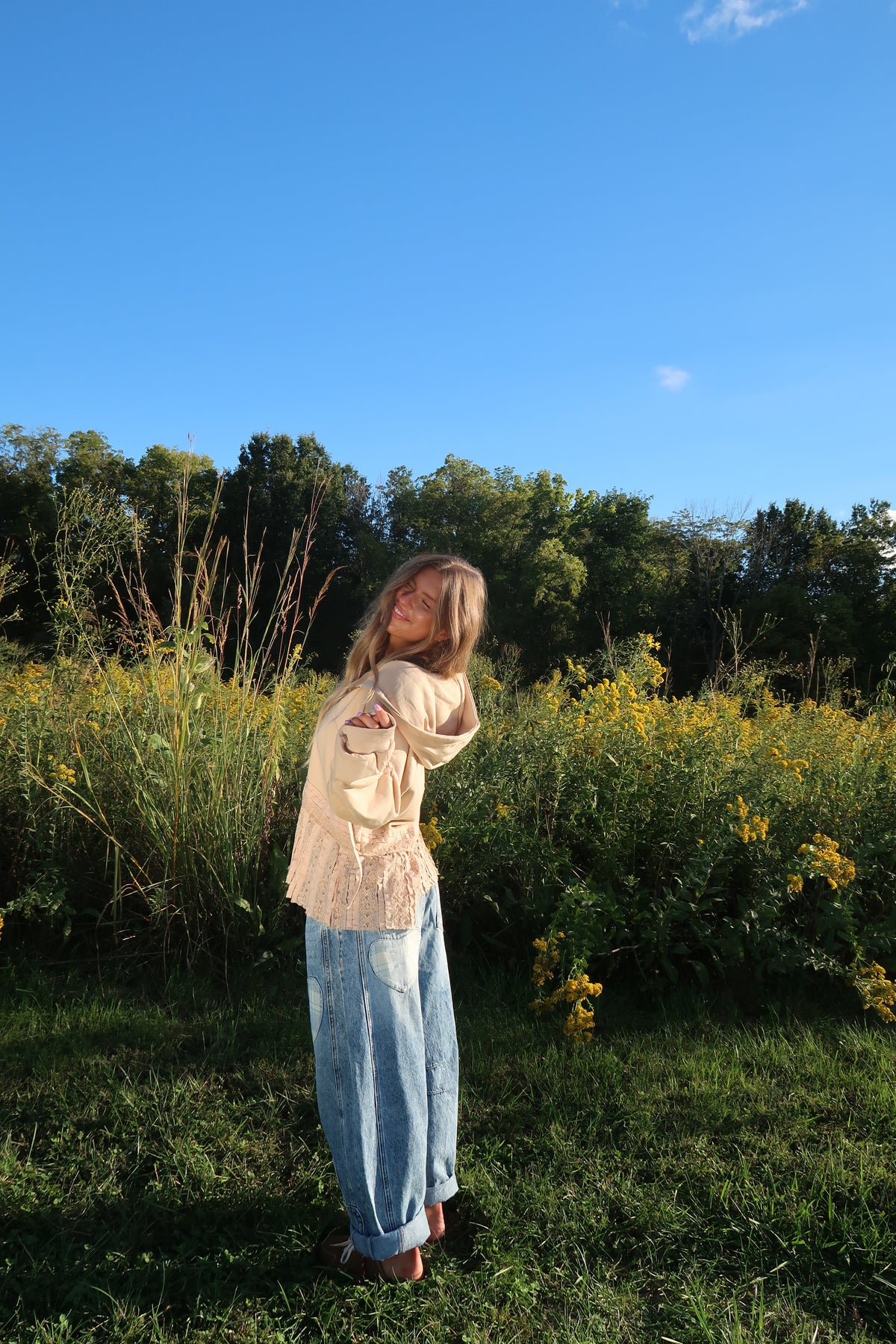 Sand Ruffle Hoodie