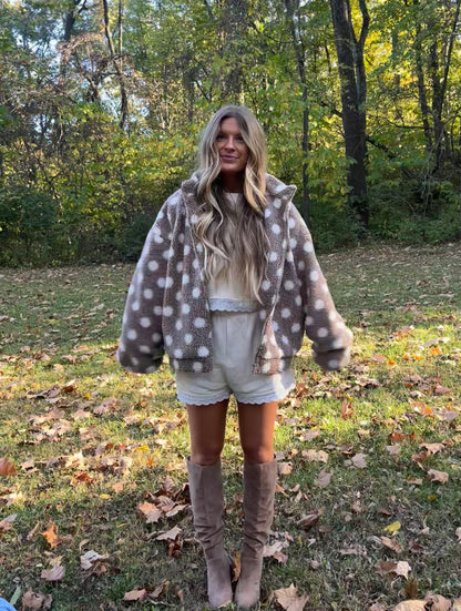 Cozi Polka Dot Teddy Bear Zip Up