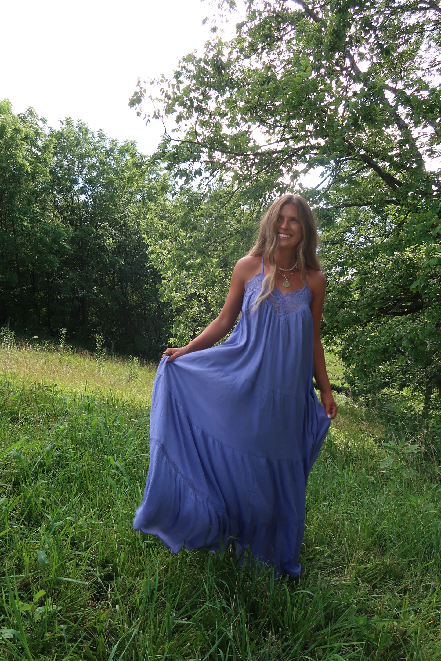 Saphire Sun Lace Maxi Dress