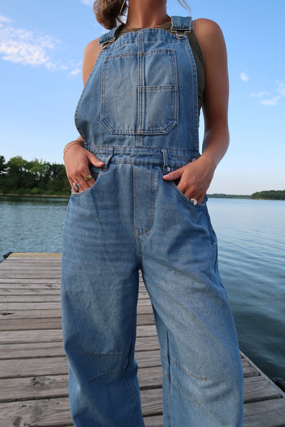 Benny Barrel Leg Denim Overalls