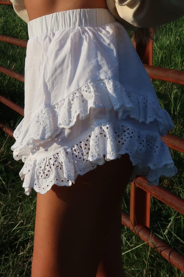 Eyelet Trim Skort