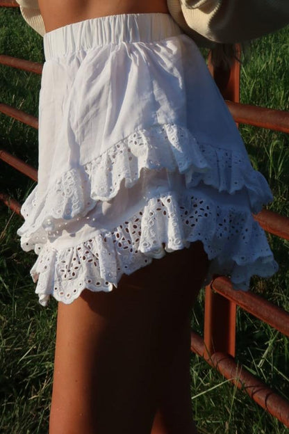 Eyelet Trim Skort