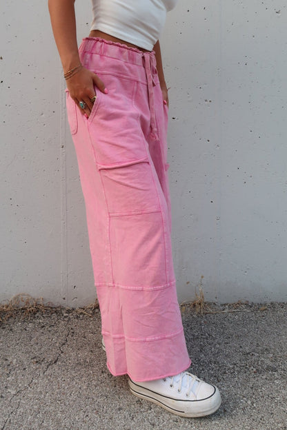 Bubblegum Wide Leg Cargo Pant