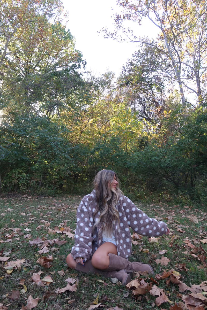 Cozi Polka Dot Teddy Bear Zip Up