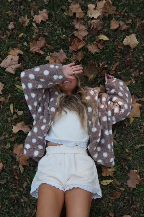 Cozi Polka Dot Teddy Bear Zip Up