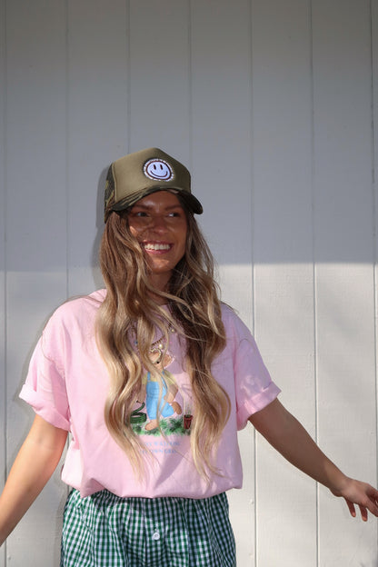 Camo Smiley Face Trucker Hat