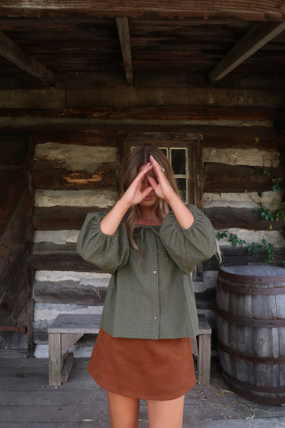 Olive Theory Plaid Top