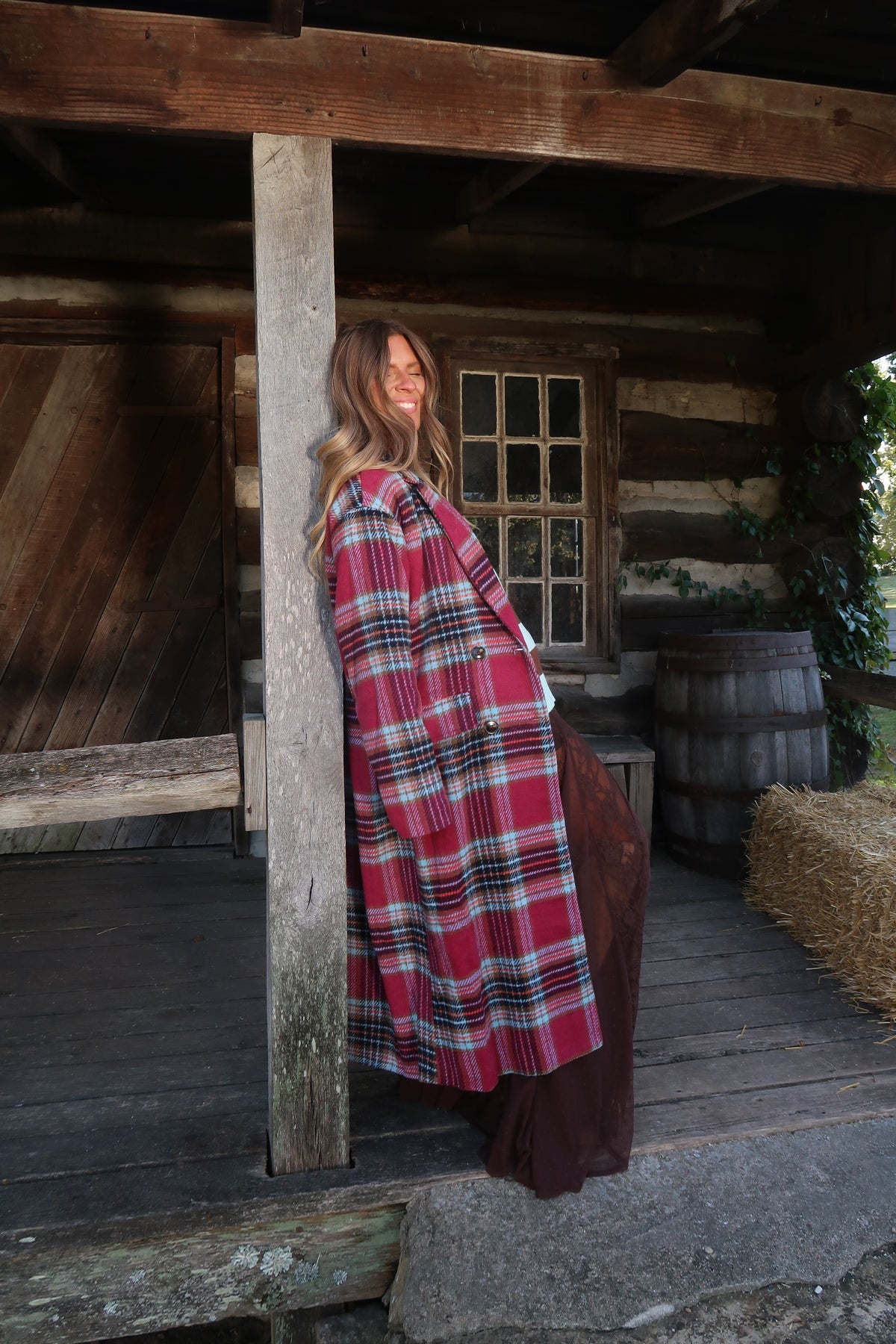 Main Character Plaid Trench