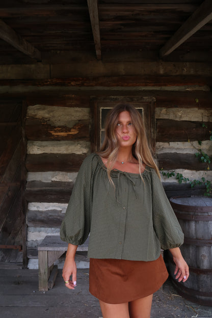 Olive Theory Plaid Top