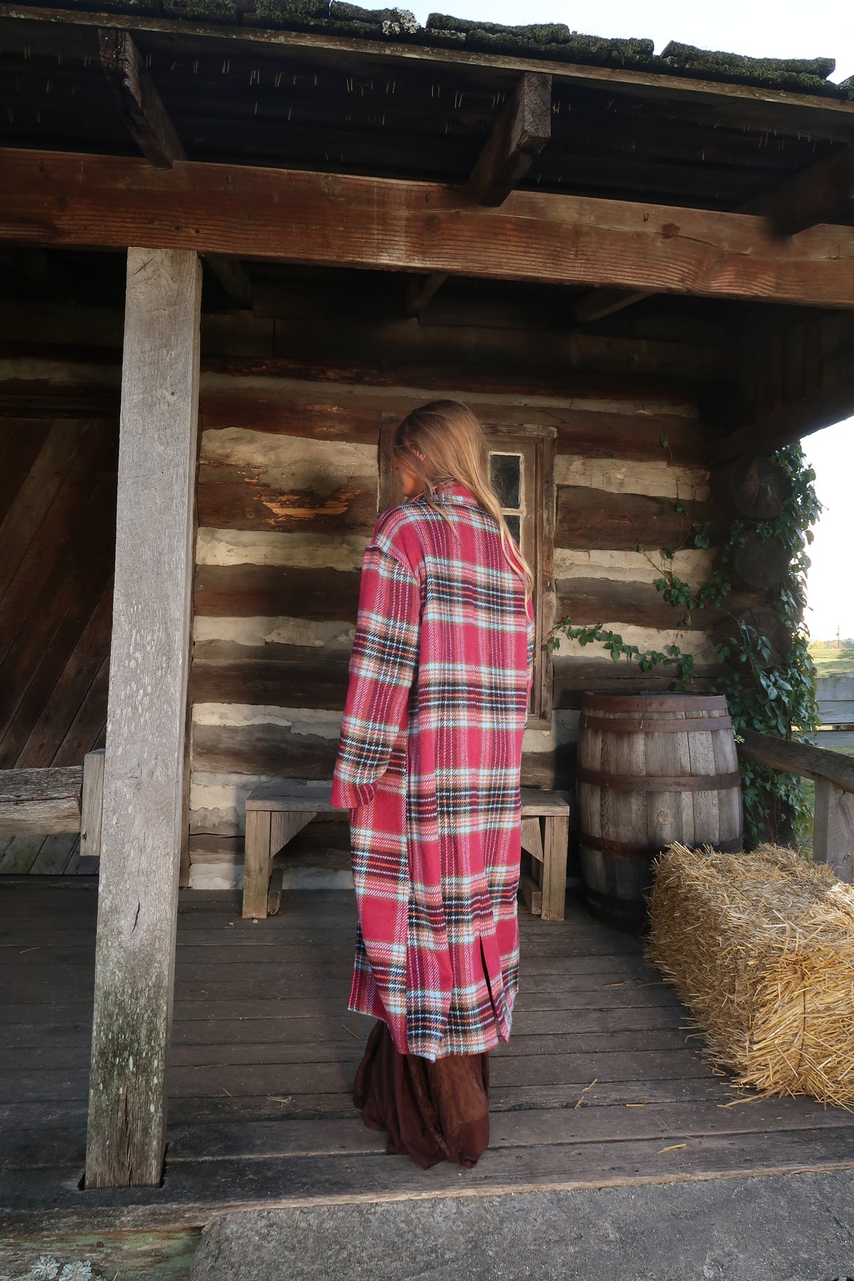 Main Character Plaid Trench