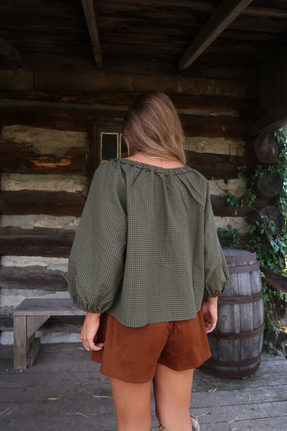 Olive Theory Plaid Top