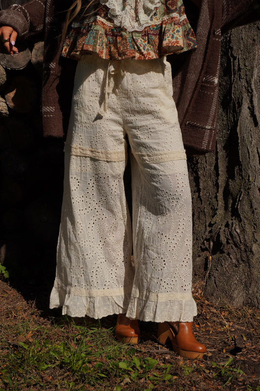 Cream of the Crop Eyelet Pants