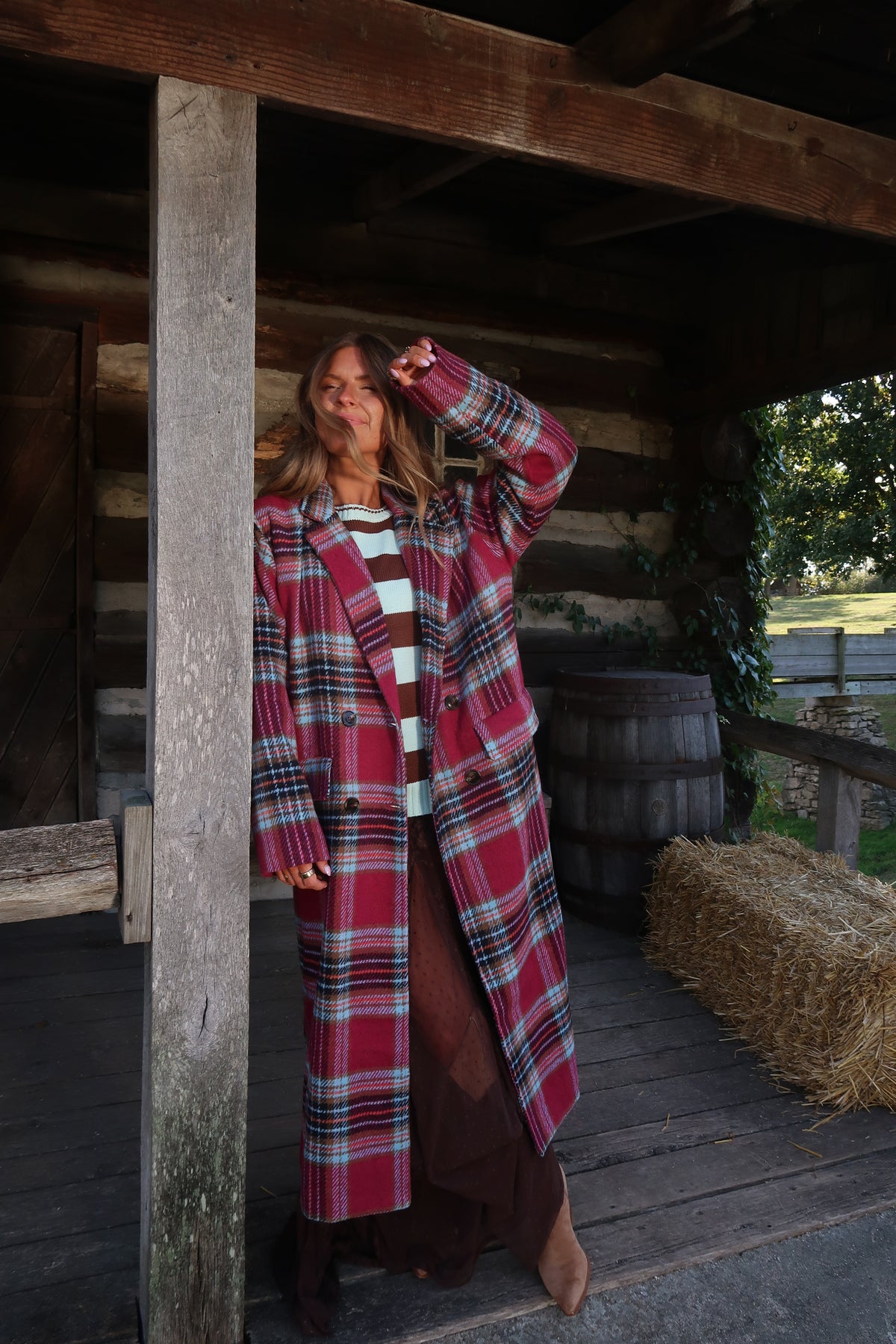 Main Character Plaid Trench